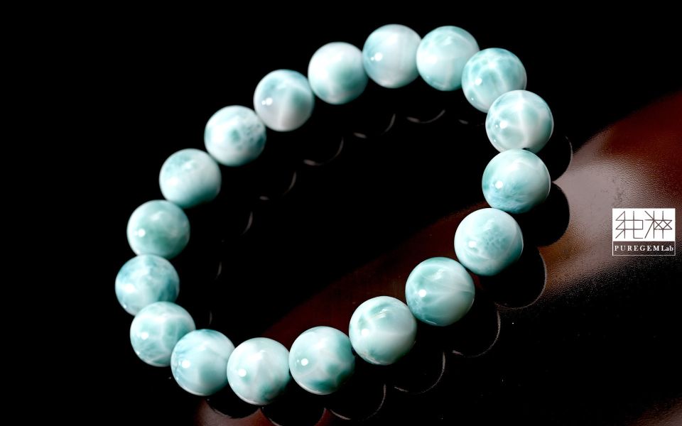 頂級天然多明尼加拉利瑪手珠 拉利瑪,海紋石,Larimar,藍色針鈉鈣石,多明尼加共和國,亞特蘭提斯之石