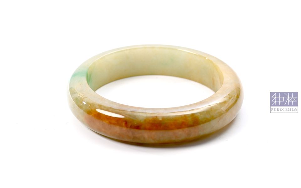 純粹寶石實驗室認證 / 頂級天然緬甸A貨糯種黃加綠飄陽綠翡翠鐲 翡翠,玉,硬玉,jade,紫翡,黃翡,紅翡,陽綠,老坑,冰種,手鐲,平安扣,無事牌,緬甸,A貨