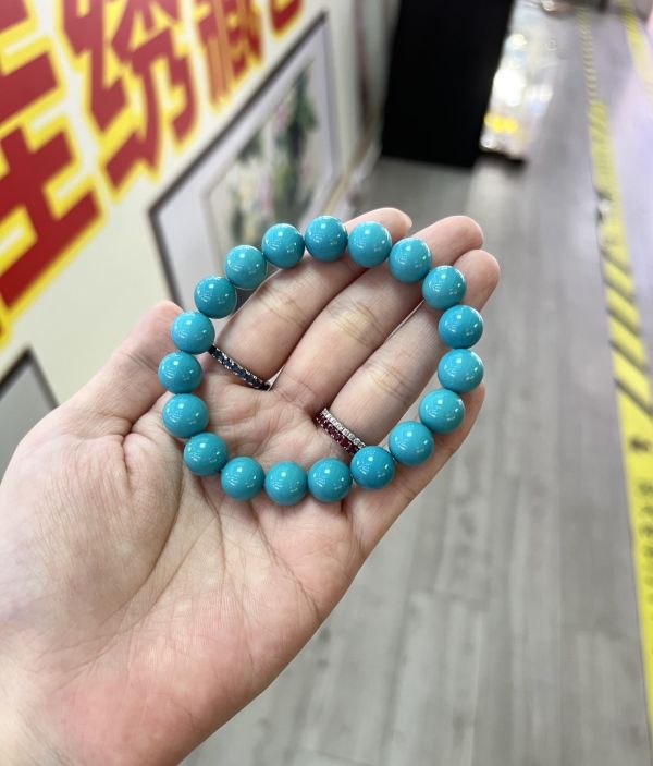 頂級天然高瓷湖北綠松石手珠（附地大證書） 綠松石,湖北