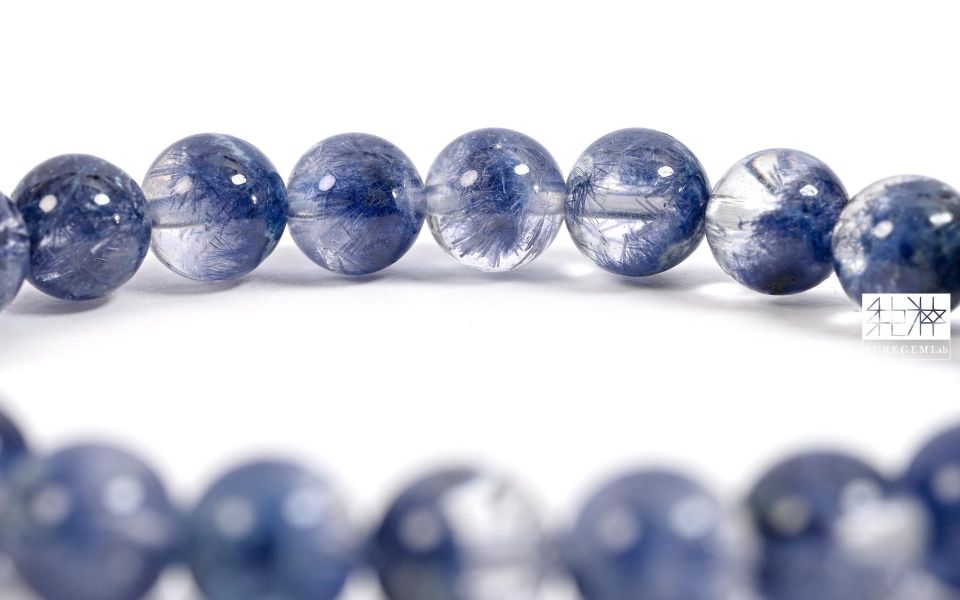 頂端天然稀少靛藍色藍線石手珠 藍線石,藍線石水晶,藍髮晶,Dumortierite