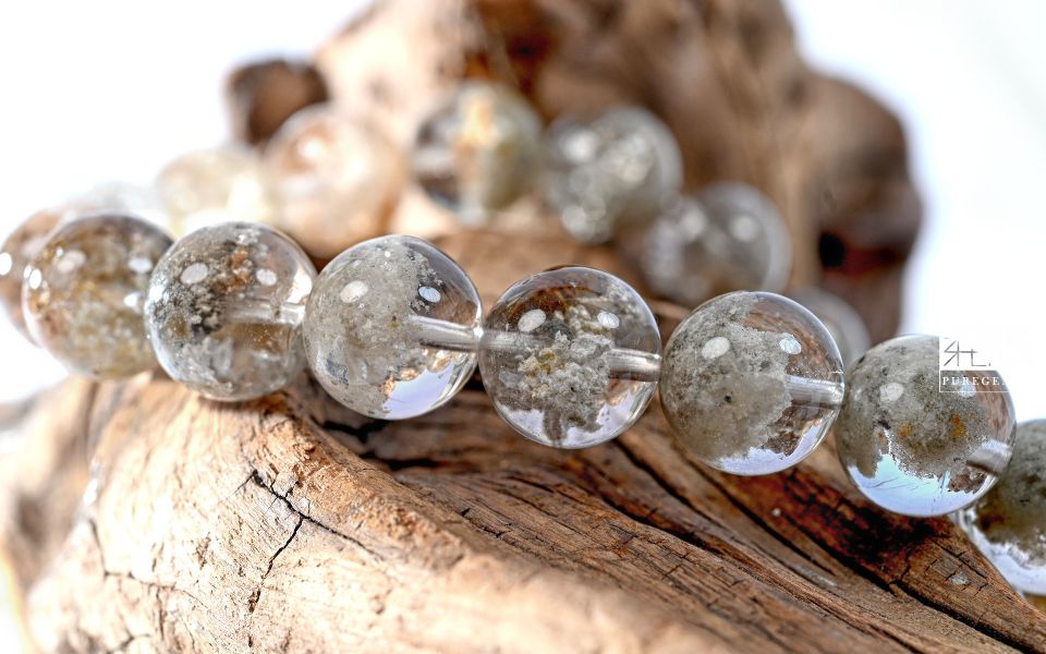 頂端天然白幽靈手珠 彩幽靈、白幽靈水晶