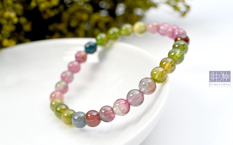 站長私藏 / 頂級老料雙色碧璽手珠 碧璽,電氣石,Tourmaline,帕拉伊巴藍碧璽,Rubylite,紅寶碧璽