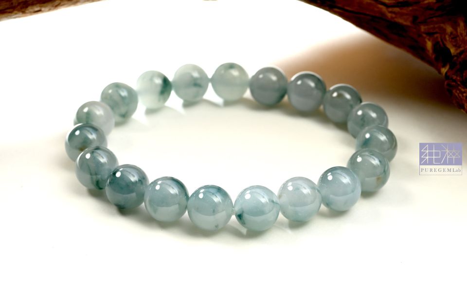 純粹寶石實驗室 / 頂級天然A貨冰種晴水飄藍翠花翡翠手珠 翡翠,玉,硬玉,jade,紫翡,黃翡,紅翡,陽綠,老坑,冰種,手鐲,平安扣,無事牌,緬甸,A貨