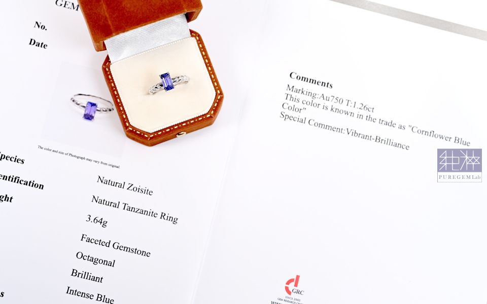 GRC證 / 絕稀收藏品 / 頂端稀有矢車菊藍紫色 Cornflower Blue 丹泉石18K金鑽戒 丹泉石,坦桑石,Tanzanite,Tiffany