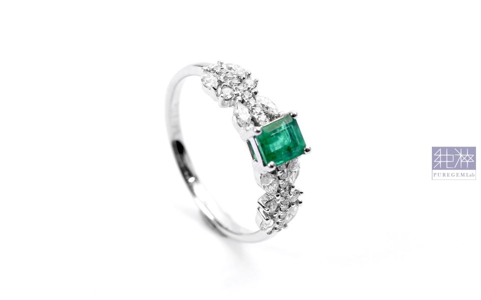 GUILD 產地大證 / 頂級天然潘杰希爾Verdant沃頓璀璨閃爍評級祖母綠18K金真鑽戒 祖母綠,達畢茲,Emerald,Trapiche,五月誕生石,哥倫比亞,無油祖母綠