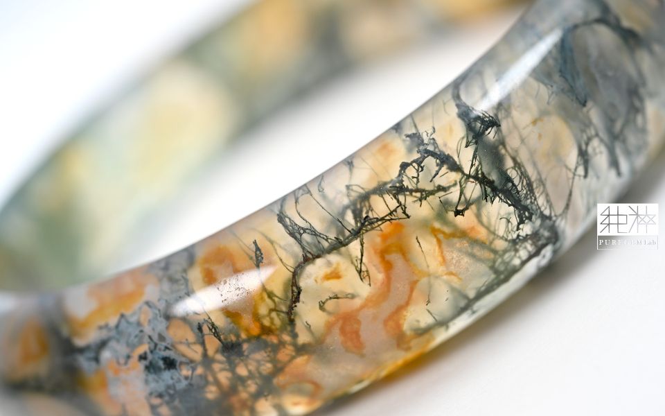 頂級天然草入瑪瑙藝術感手鐲 瑪瑙,玉髓,山水瑪瑙,草入瑪瑙