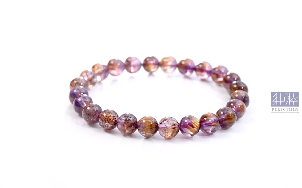 最高級數 / 頂級淨透濃郁紫鈦晶招貴人手珠 紫鈦水晶,Cacoxenite,Amethyst,Goethite