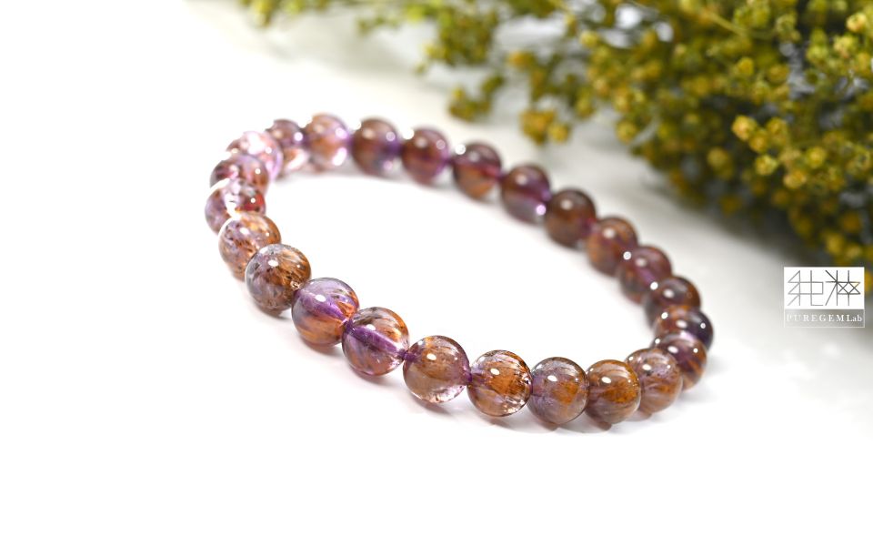 最高級數 / 頂級淨透濃郁紫鈦晶招貴人手珠 紫鈦水晶,Cacoxenite,Amethyst,Goethite