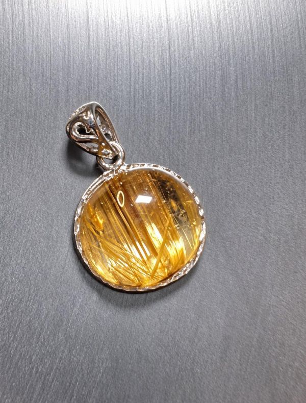 頂級順向金黃粗版鈦晶墜 
