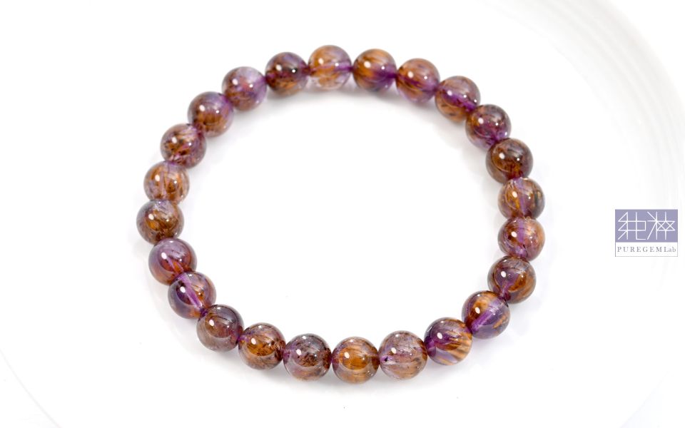 最高級數 / 頂級淨透濃郁紫鈦晶招貴人手珠 紫鈦水晶,Cacoxenite,Amethyst,Goethite