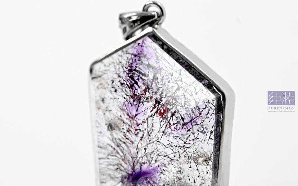 頂級特殊切割稀有紫超七閃爍純銀墜 紫水晶,Amethyst,超七,Suber Seven,超七草莓,超七骨幹,三輪骨幹水晶,煙花超七,紫超七,黑超七,紅超七,毒液彼岸花水晶