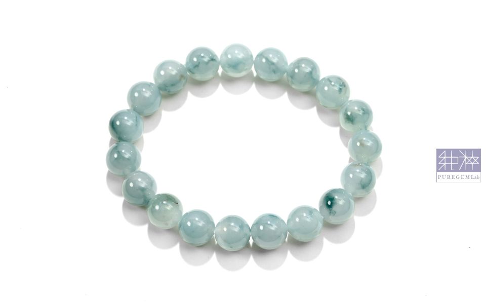 純粹寶石實驗室 / 頂級天然A貨冰種晴水飄藍翠花翡翠手珠 翡翠,玉,硬玉,jade,紫翡,黃翡,紅翡,陽綠,老坑,冰種,手鐲,平安扣,無事牌,緬甸,A貨