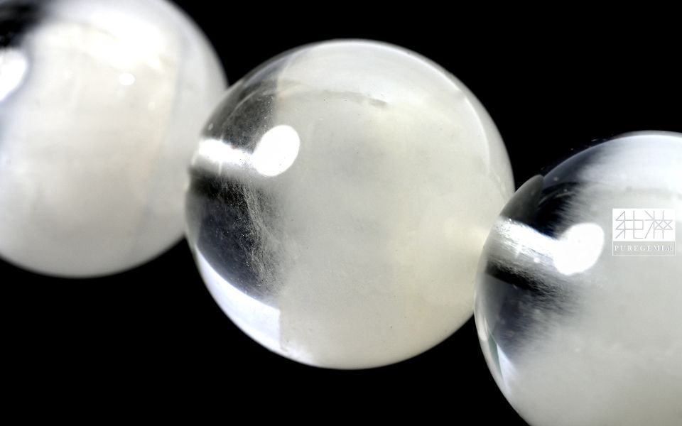 頂端高淨體高火光白兔毛髮晶手珠 髮晶,白髮晶,銀髮晶,白兔毛髮晶,Quartz with Inclusions