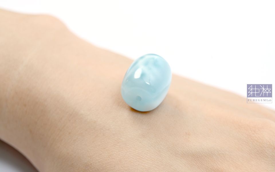 頂級透光玉化海洋拉利瑪桶珠 拉利瑪,Larimar,海紋石