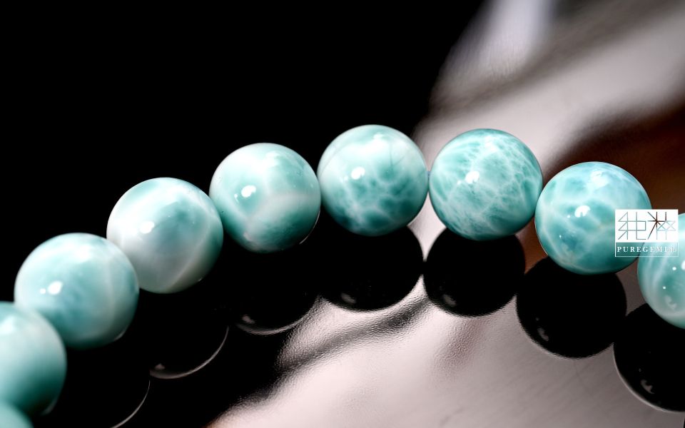 頂級天然多明尼加拉利瑪手珠 拉利瑪,海紋石,Larimar,藍色針鈉鈣石,多明尼加共和國,亞特蘭提斯之石