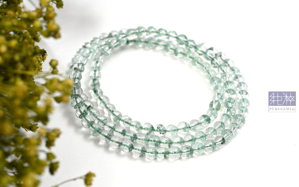 頂級逸品 / 頂端淨體翠幽金字塔三圈手珠 幽靈水晶,幻影水晶,異象水晶,綠幽靈,翠幽靈,金字塔 Phantom Crystal、Ghost Crystal