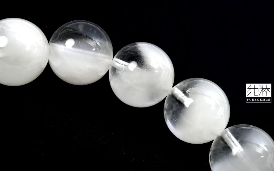 頂端高淨體高火光白兔毛髮晶手珠 髮晶,白髮晶,銀髮晶,白兔毛髮晶,Quartz with Inclusions