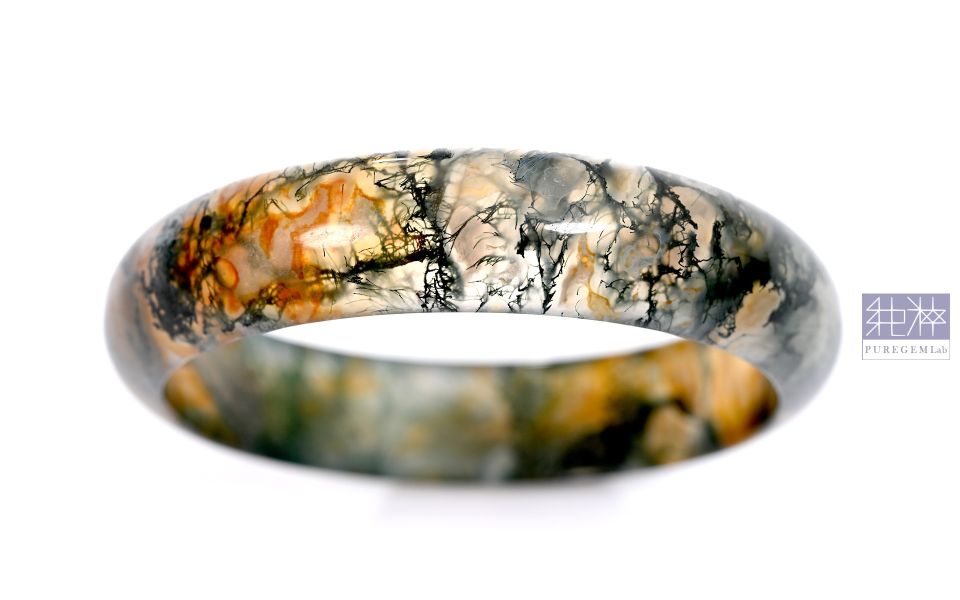 頂級天然草入瑪瑙藝術感手鐲 瑪瑙,玉髓,山水瑪瑙,草入瑪瑙