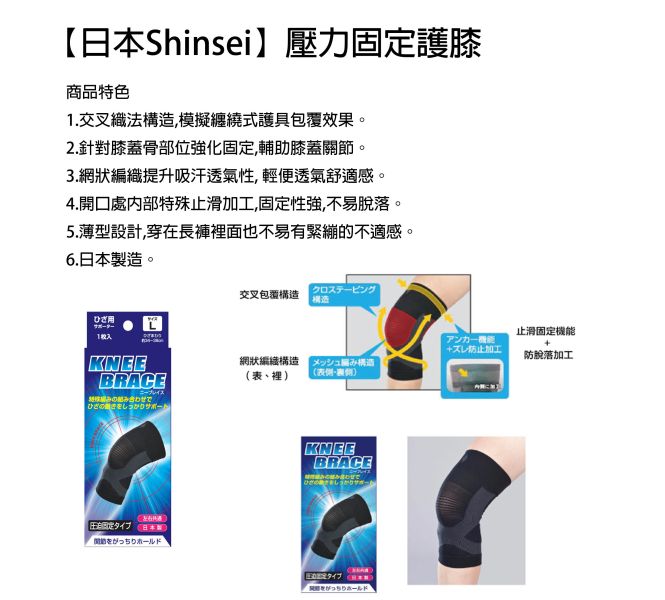 日本Shinsei新生壓力固定護具系列 金勉護膝,護肘,護踝,護腕,日本,壓力,固定,膝,肘,踝,腕,編織固定,穿脫方便,穩定關節,居家辦公