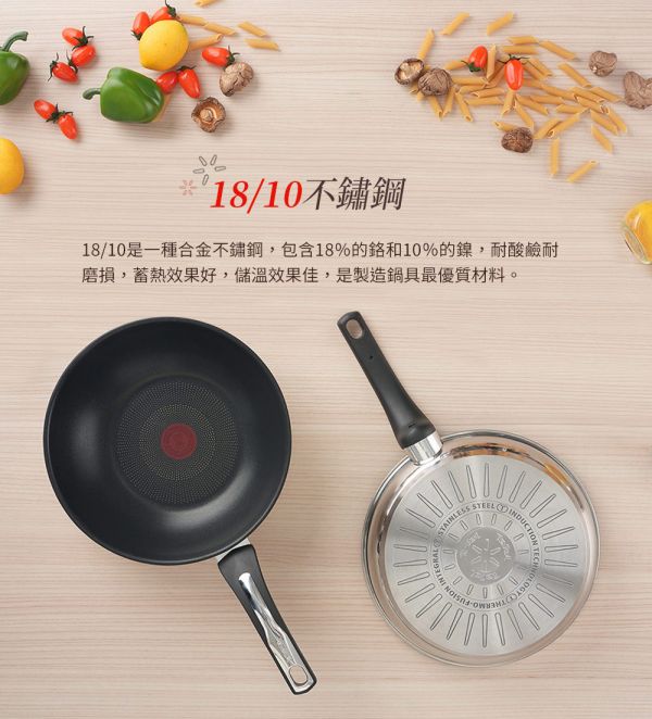 【Tefal特福】精靈複合不鏽鋼28CM不沾鍋炒鍋+玻璃蓋 助大漢15週年慶,Tefal特福,不沾鍋