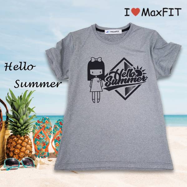 活力修身吸濕速乾圓領T恤《灰色S-XL》女生短袖 印花T恤MaxFIT,有彈性,吸濕排汗,台灣製造,修身效果