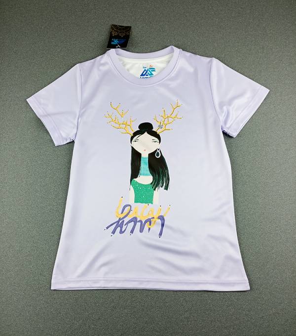 鹿角少女紫色印花短袖圓T《零碼》 印花T恤MaxFIT,吸濕排汗,台灣製造