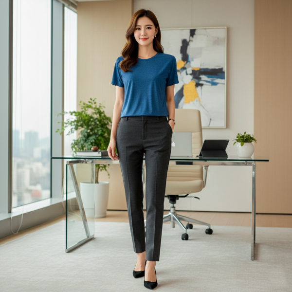 短袖圓領麻花T恤(深海青) 