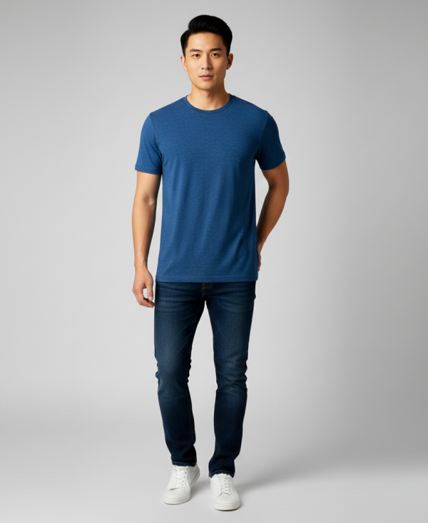 短袖圓領麻花T恤(深海青) 