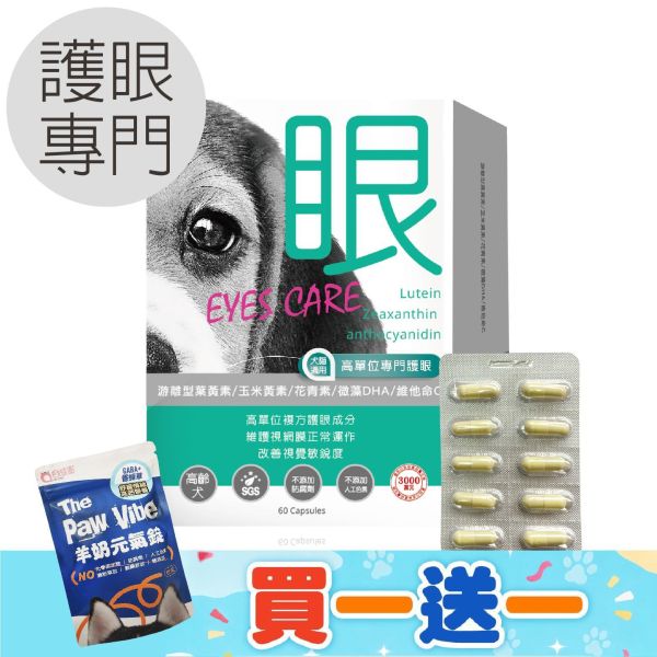 買就送羊奶元氣錠 犬貓適用 | 高單位護眼膠囊-游離型葉黃素八合一配方 / 60粒裝 毛孩寶,犬貓護眼膠囊,寵物葉黃素,毛孩視力保健,高齡犬貓眼睛保健,寵物眼睛保健品,犬貓視力保健膠囊,寵物護眼補充品,高齡犬貓葉黃素推薦,寵物DHA護眼產品,毛孩眼睛健康維護,狗狗視力退化怎麼辦,貓咪眼睛保健品推薦,高齡犬貓視力保健方法,寵物葉黃素與DHA的功效,如何選擇適合毛孩的護眼產品