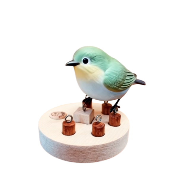 Z084K  綠繡眼迷你插拔玩具 綠繡眼玩具、迷你插拔玩具、天然木材玩具、智力啟發玩具、小型鳥類玩具、松木玩具、櫸木玩具、紅花梨木玩具、鳥類益智玩具、寵物鳥娛樂