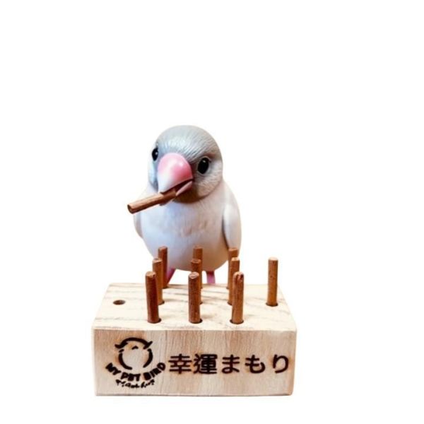 w030 鳥寶幸運籤筒｜天然木製小型鳥互動玩具 綠繡眼玩具、迷你插拔玩具、天然木材玩具、智力啟發玩具、小型鳥類玩具、松木玩具、櫸木玩具、紅花梨木玩具、鳥類益智玩具、寵物鳥娛樂