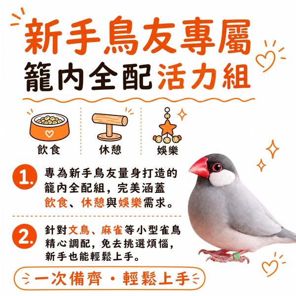 Z102 文鳥、麻雀活力組 | 新手入門多件籠內佈置組 綠繡眼飼養
籠內佈置
鳥籠配件
手工製籠內用品
新手養鳥必備
鳥玩具鞦韆
綠繡眼棲木
鳥籠站台
鳥籠10件組