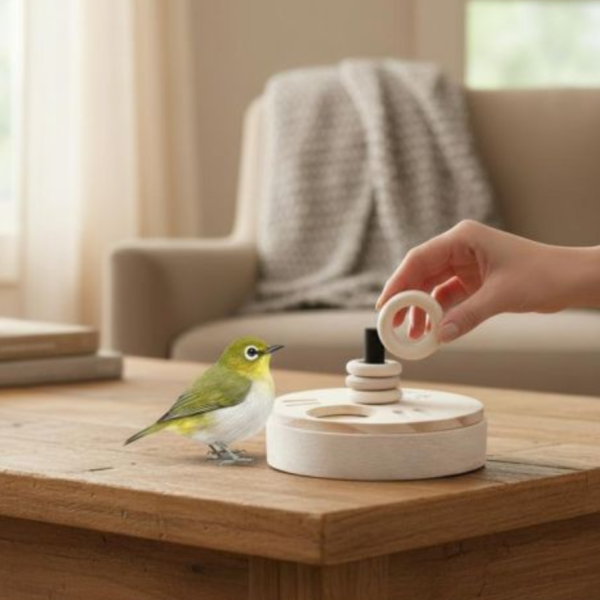 W063A 覓食互動玩具｜限量手工　 文鳥咬串 鸚鵡玩具天然蘋果枝、鸚鵡啃咬、自然咬物、小型鳥、風味。