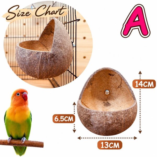 W403 天然椰殼鸚鵡窩｜透氣耐啃咬 椰殼鸚鵡窩, 鸚鵡木窩, 鳥窩推薦, 小型鳥玩具, 鸚鵡躲貓貓小屋, 虎皮鸚鵡窩, 小鸚巢穴, 文鳥用品, 鸚鵡睡眠窩, 寵物鳥用品現貨
