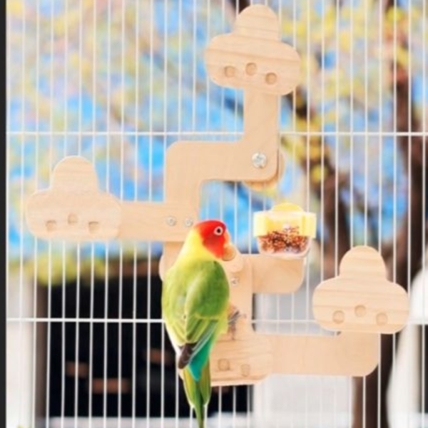 W9A1鸚鵡解悶玩具 多功能雲朵攀爬遊樂場 鸚鵡玩具、鳥玩具、小鸚鵡玩具、攀爬架、遊樂場、站台雲朵造型、實木、籠內外、多功能、玩耍、解悶