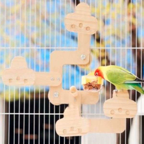 W9A1鸚鵡解悶玩具 多功能雲朵攀爬遊樂場 鸚鵡玩具、鳥玩具、小鸚鵡玩具、攀爬架、遊樂場、站台雲朵造型、實木、籠內外、多功能、玩耍、解悶