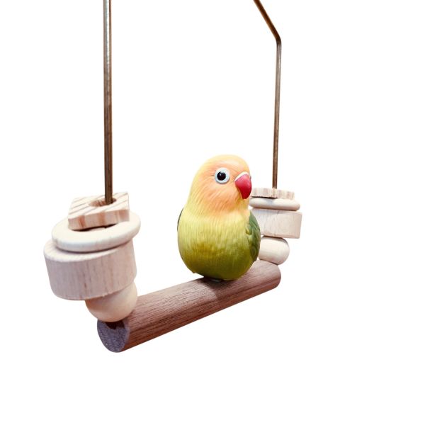 W552  全銅古典鳥鞦韆｜獨家開模黃銅框架 全銅鞦韆框架、獨家開模、古典木質、獨一無二、鳥類玩樂、舒適環境、高品質、古典風格、獨特外觀、鳥寶娛樂、玩樂時光。