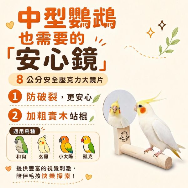 W829R 中型鸚鵡加大鏡面　站棍鏡子二合一　和尚鸚鵡 凱克 玄鳳 小太陽　 中型鸚鵡鏡子, W829R站棍鏡子, 鳥用壓克力鏡, 鸚鵡玩具推薦, 和尚鸚鵡鏡子, 玄鳳鸚鵡玩具, 凱克鸚鵡棲木, 鳥籠二合一站棍, MY PET BIRD, 台灣製鳥用品