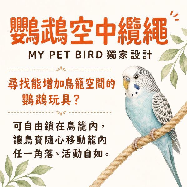 W817 鸚鵡空中纜繩 鸚鵡空中纜繩、鳥籠空中纜繩、鸚鵡棲木、綠繡眼站架　小型鸚鵡玩具、鳥籠站架配件、原木鳥玩具、鸚鵡麻繩站桿、殘疾鳥站台、MY PET BIRD