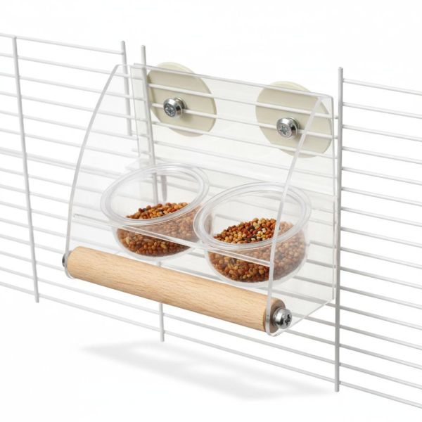 Z028鸚鵡防噴濺食盒｜防撒餵食器 透明鳥餵食器

不佔空間鳥籠飲水器

可拆卸鳥食盒

直籠橫籠通用餵食器

防灑鳥飼料容器