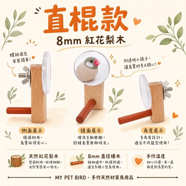 ｗ829A 綠繡眼迷你鏡｜小型鳥安全壓克力鳥用鏡子 綠繡眼迷你鏡, 鳥用鏡子, 小型鳥鏡子, 綠繡眼玩具, 鳥類心理刺激, 鳥籠鏡子, 壓克力鳥鏡, MY PET BIRD