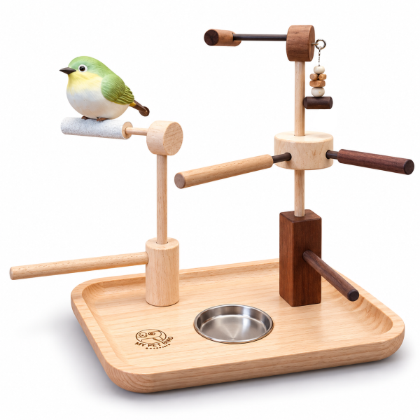 W328G 綠繡眼專屬站架 綠繡眼站架, 綠繡眼專屬用品, 細站棍, 小型鳥站架, 鳥用原木站台, 鳥用食碟槽, 綠繡眼跳台, 寵物鳥站架