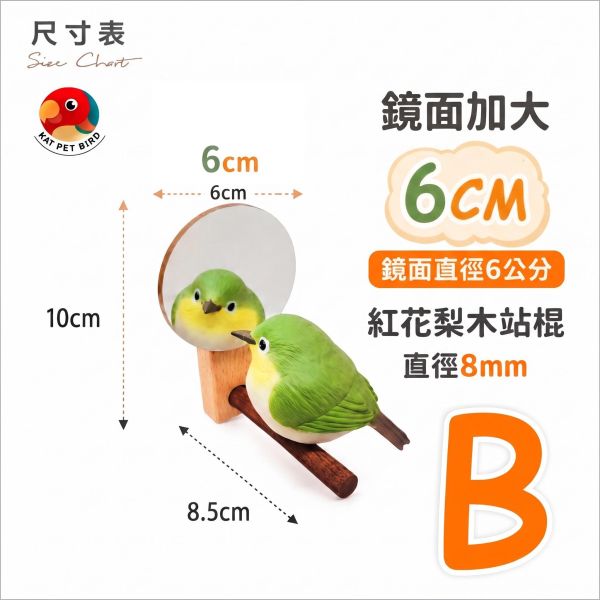 ｗ829A 綠繡眼迷你鏡｜小型鳥安全壓克力鳥用鏡子 綠繡眼迷你鏡, 鳥用鏡子, 小型鳥鏡子, 綠繡眼玩具, 鳥類心理刺激, 鳥籠鏡子, 壓克力鳥鏡, MY PET BIRD