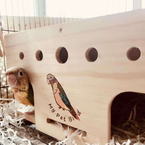 MY PET BIRD 長尾鸚鵡專用木屋 小鸚鵡木屋、隱密設計、通風口設計、鳥籠開口、新型木屋設計、鸚鵡用品、鳥寶舒適、安全木屋設計