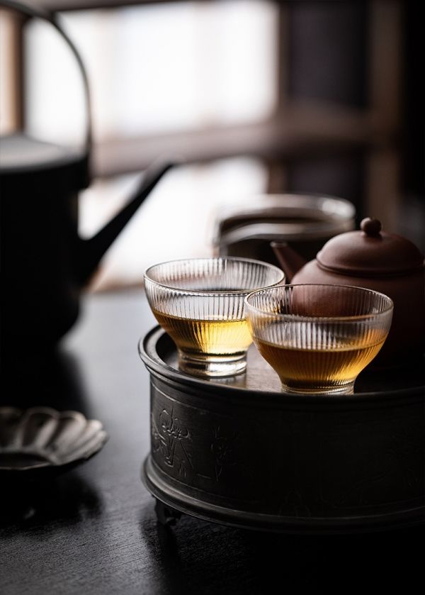 日式豎紋耐熱玻璃品茗杯主人杯 日式玻璃公道杯茶海茶盅