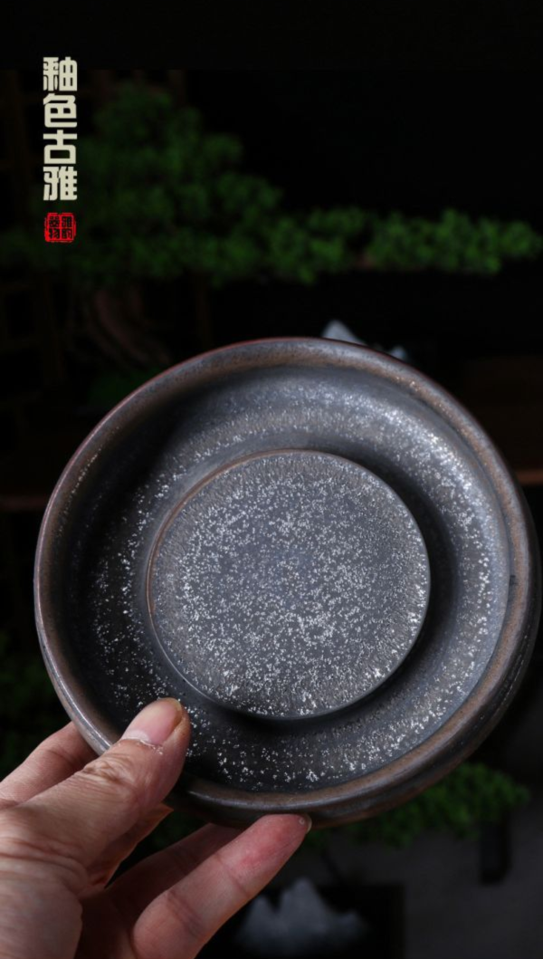 原礦窯變復古中式儲水壺承｜二色 陶瓷窑变复古壶承家用中式壶垫干泡盘茶道茶台零配茶壶底座工厂