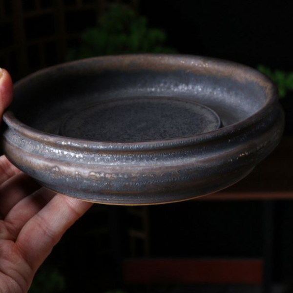 原礦窯變復古中式儲水壺承｜二色 陶瓷窑变复古壶承家用中式壶垫干泡盘茶道茶台零配茶壶底座工厂