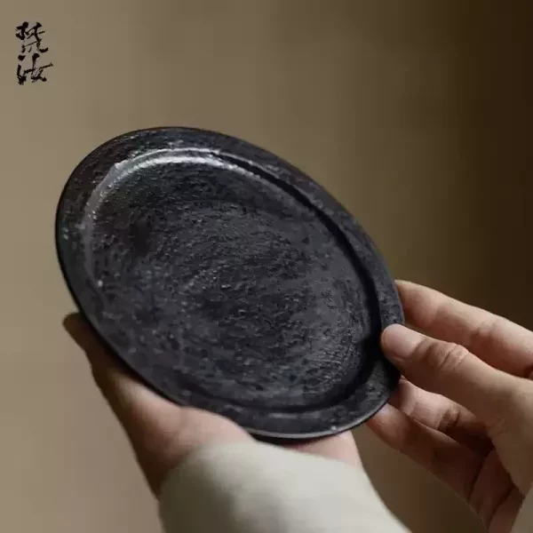 景德鎮梵汝手工侘寂風粉引壺承｜五色可選 梵汝 景德镇日式复古耿萧干泡盘茶承家用功夫茶具壶承干泡台配件