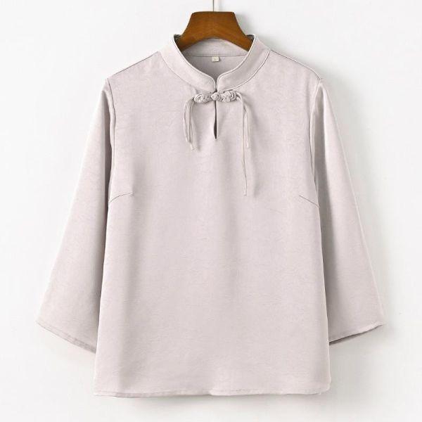 春夏新中式上盤釦垂感茶禪衣｜兩色 复古女装2025春季新款新中式上衣女中国风盘扣茶服垂感气质T恤