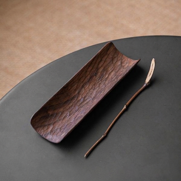 純手工北美胡桃木茶則茶針兩件套 纯手工北美黑胡桃木茶则茶荷茶铲茶道六君子复古茶勺实木茶具配件